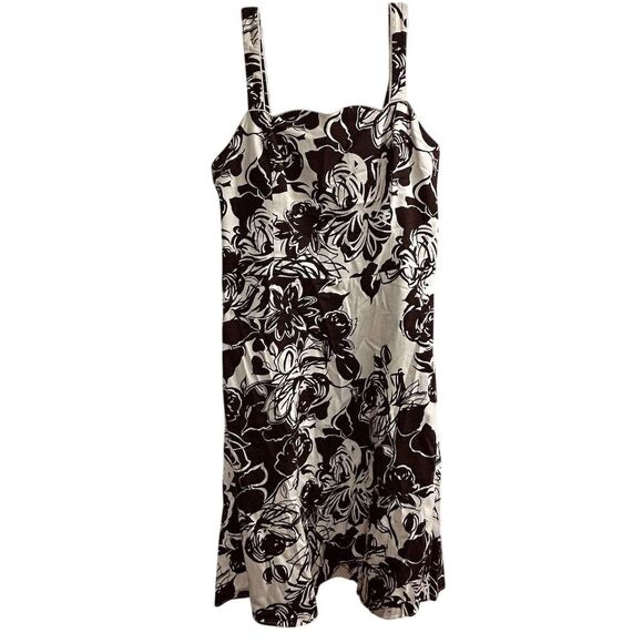 Madison Leigh Women's Size 14 Brown Floral Midi Sundress Summer Casual - Picture 1 of 14
